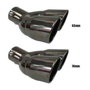 벤트 듀얼 배기 머플러 1 볼트 튜닝 팁 범용 76mm 도금 6376mm 자동차 경사