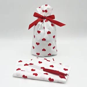 리본 선물포장 봉투 레드 하트 50매/답례품/구디백//어린이집/포장/유치원/선물/간식/비닐백/단체/다용도