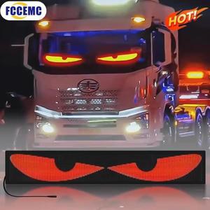트럭 자동차 악마의 눈 LED 픽셀 패널 조명, 리모컨 소프트 접이식 스크롤링 보드 앞 유리, 12V, 24V