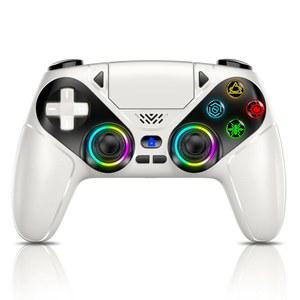 PS5용 Gamrombo LED 무선 컨트롤러, PS5 Pro/Slim/PC, 듀얼 진동, 마르코/터보 기능, 3.5mm 오디오 잭, 스피커 포함 6축 모션 컨트롤 게임패드(화이트)와 호환 가능