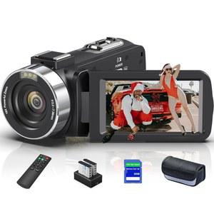 GTYOLLOR 8K 비디오 카메라 캠코더, 64MP IR 야간 투시 브이로깅 카메라, 18배 줌 3.0인치 LCD 플립 터치 스크린 캠코더, WiFi, 64G SD 카드, 리모컨, 4500mAh 배터리 지원