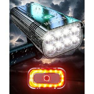 [미국배송] 야간 라이딩을 위한 자전거 조명 10000MAH 조명 30H 이상 런타임 초밝은 LED USB 충전식 헤드라이트 및 테일라이트 IPX6 방수 2025 업그레이드 조합