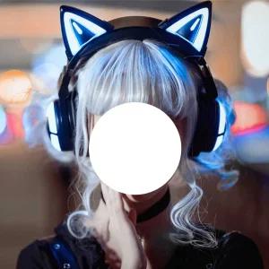 무선 헤드셋 고양이 귀 모양 LED 블루투스 헤드폰 헤드셋 - 핑크