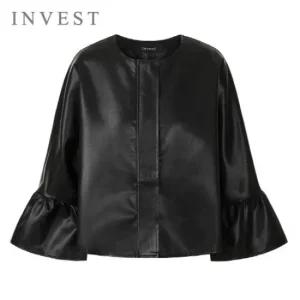 [인베스트] 러플 소매 스티치 레자 자켓_IN5F1JK1101