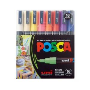 미쯔비시 포스카 마카세트 3M 16색 PC3M16C 네임택 세트 유니 PC3M 마카 포스카