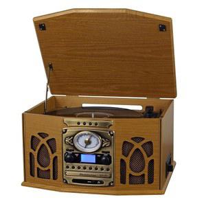 Studebaker SB6065 향수를 불러일으키는 나무 턴테이블, 녹음이 포함된 CD, 카세트 플레이어, AM/FM 스테레오 라디오