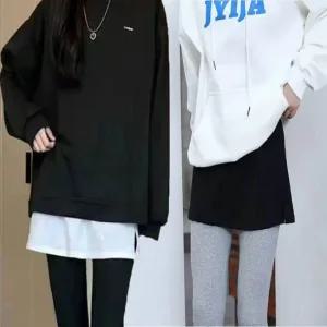 레이어드티 페이크 이너티 힙가림 스커트 허리밴딩