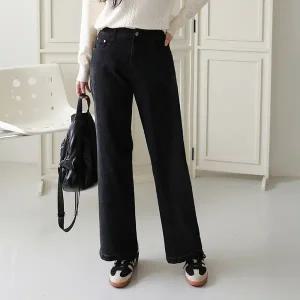 [올리비에스클로젯] [55-77]절개 밴딩 블랙팬츠_O2510DP035C