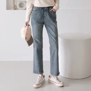 [올리비에스클로젯] [55-77]사선 포인트 밴딩 데님팬츠_O2510DP033C