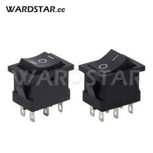 미니 소형 푸시 버튼 전원 스위치 블랙 23 ON-OFF-ON 6 핀 로커 6A 10A 250V AC KCD1 15x21mm 5 개