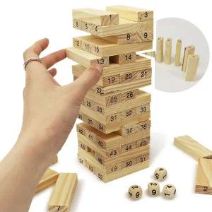 나무 블럭 쌓기 54P 놀이 보드 게임 유아 초등 유치원 쌓기놀이