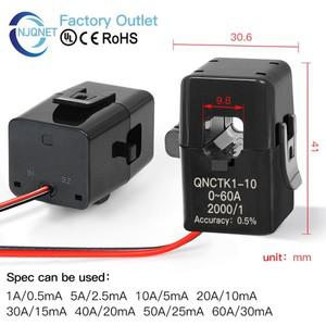 스플릿 코어 전류 트랜스포머 센서 QNCTK1-10 5A 10A 20A 30A 1:1000 개방형 클램프 CT AC