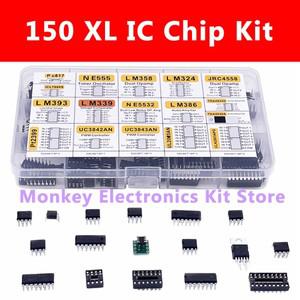 DIP 집적 회로 칩 IC 박스형 모음 증폭기, LM358 JRC4558 LM393 TDA2030A PT2 PC817 ICL7660 NE555, 150 개