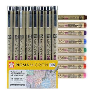 사쿠라 피그마 마이크론 005 8색 세트 캘리그라피 만화 드로잉 일러스트 그리기 필기류