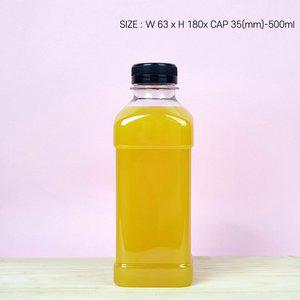 [엠아이알]PET-사각주스 500ml 원형 밀폐용기 플라스틱용기 음료 페트병