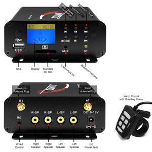 Aileap-1000W 바이크 오토바이 오디오 4 채널 앰프 스피커 시스템 블루투스 지원 AUX FM 라디오 SD 카드 US