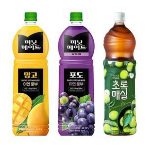 한번에먹자 1.5L 과즙음료 혼합 3종 / (미닛메이드 포도 2개 + 망고 2개) + 웅진 초록
