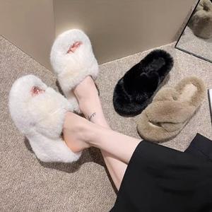 |CCS74F7|미용실 사무실 크로스 토오픈 키높이 겨울슬리퍼 털신