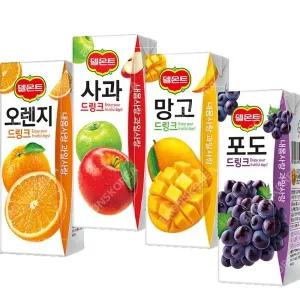 롯데 델몬트 드링크 190ml 오렌지 망고 포도 사과 각 8팩