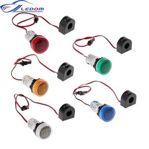 호환 디지털 전류계 전압계 22mm AC50-500V 110V 220V 주파수 미터 전류 전압 앰프 신호 라이트 LED 램프