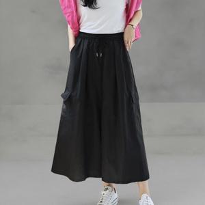 여자 와이드핏 카고팬츠 여름나일론 밴딩 바지