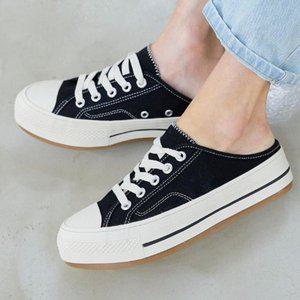 [옷자락]여성 캐주얼 무지컬러 캔버스화 뮬 스니커즈