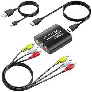 RCA-HDMI 변환기, TV/PC/N64/Wii/PS1/PS2/STB/ /VHS/VCR/ DVD 플레이어용 GINGIN 1080p/720p AV-HDMI 변환기, RCA 및 HDMI 케이블