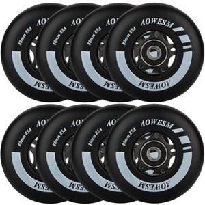 EaJ AOWESM 인라인 스케이트 휠 80mm 76mm 72mm 85a 실외 블랙 블루 레드 롤러 하키 블레이드 교체 링 ABEC 9 및 스페이서 8팩
