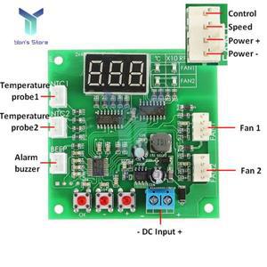 PLC 컨트롤러4와이어 2 채널 PWM 팬 온도 컨트롤러, PC 모터 속도 LED 디지털 조절기, DC 12V 24V 방열판