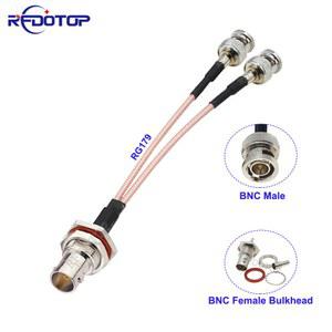 RF 동축 점퍼 피그테일 커넥터, RG179 케이블, BNC 스플리터 케이블 Y 타입, 1 방수 암에서 2 암수 75Ohm