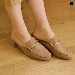 미르바네스슈즈 D링 스웨이드 통굽 블로퍼_5cm