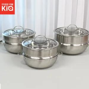 홈즈 2단 찜냄비 스텐 인덕션겸용 찜기 찜솥 다용도냄비/냄비/채반/찜통/찜판/스탠/주방/용품/가마솥