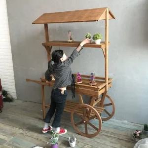 꽃마차 이동식 화분 진열대 거치대 전시 흰색 가판대
