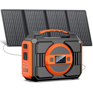 태양광 발전기 300W 등급, 패널 40W가 포함된 휴대용 발전소, 가정용 캠핑 야외용 AC 콘센트 110V 퓨어 사인 웨이브가 있는 220Wh 솔라 파워 뱅크