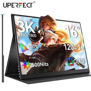 UPERFECT UColor O2 16인치 3K OLED 휴대용  500니트 DCI-P3 1MS 120Hz 게임 디스플레이 w/ HDMI USB-C 노