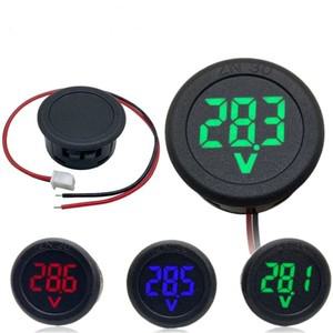 자동차 전압계 LED 디지털 디스플레이, 라운드 2 와이어 패널 계량기, DC 4-100V
