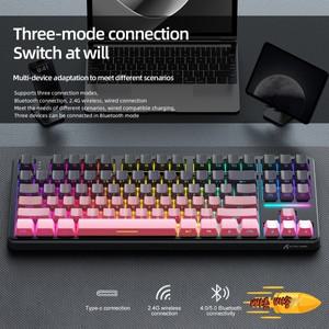 Attack Shark X87 매크로 드라이브 게임용 키보드 Bluetooth 측면 새겨진 반투명 문자 기계식 키보드 RGB