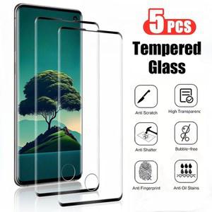 삼성 갤럭시 S21 S22 S23 S24 S20 울트라 5G 강화 유리에 대한 5Pcs 곡선 화면 보호기 참고 10 20 S10 S9 플러스