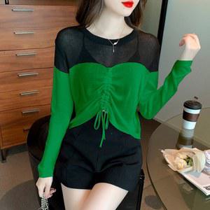 댄스복 상의 라인 방송댄스 바 라운드 얇은 매듭 스트랩 넥 셔츠