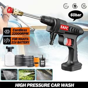 60BAR 무선 고압 세척기 22000RPM 충전식 세차 총 Makita 18-21V 배터리 용 전기 거품