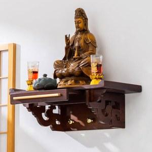 벽걸이 목조 불상 선반 받침대, 풍수 제공 테이블, 관공 및 관음 전시 명상용 불단 가정 장식