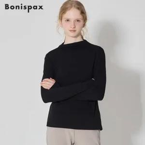 Bonispax)] 셔링 주름 넥 폴라 티셔츠  택가격  59000원)
