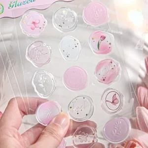 [브이와이][VCMP6L1P]청첩장봉투스티커 투명 실링스티커 실링왁스스