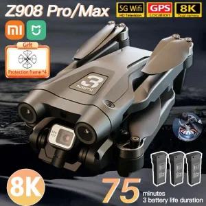드론액세서리 샤오미 Z908 Pro MAX 4K 드론 전문가용 8K GPS 위치 인식 3면 장애물 회피 쿼드콥터 RC 완구