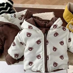 리버시블 아동 데일리 초코베어 후드 보온 양면 점퍼