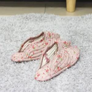 [오노마] ONM 퀼팅 거실화 핑크 꽃 패턴 면슬리퍼 거실실내화  41584777)