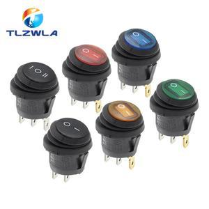1PCS On Off 방수 차량 보트 스위치 라운드 SPST 3Pin 로커 6A 10A 250V AC LED