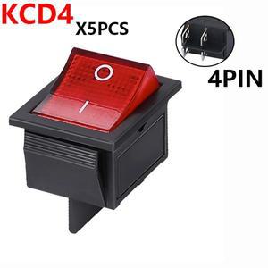 레드 라이트 로커 스위치 4 핀 ON OFF 토글 2 포지션 16A 250V KCD4-20 35x25.5x10mm 5 개
