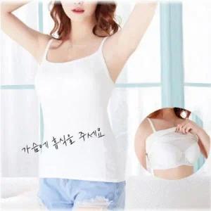 여성 끈나시 캐미솔 나시 요가 브라렛 캡내장 홈웨어 민소매 노와이어