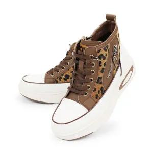 [세자매]소가죽 여성 하이탑스니커즈 안쪽지퍼 캔버스화 5cm